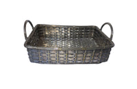 LARGE SILVER PLATE WOVEN BREAD BASKET