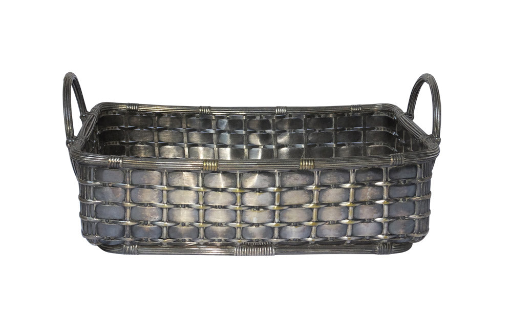 SILVER PLATE WOVEN BREAD BASKET