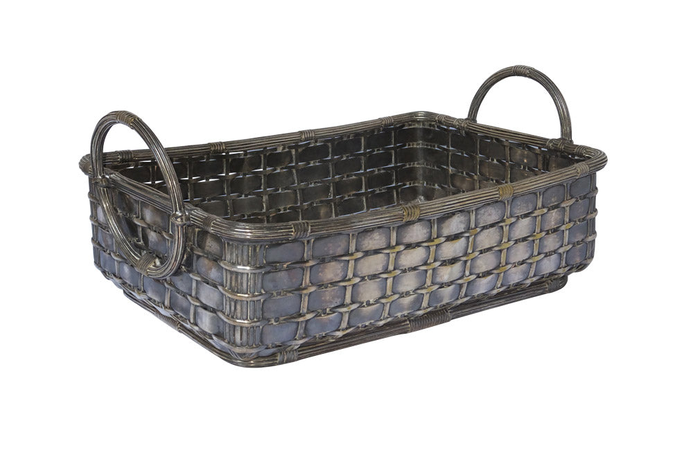 SILVER PLATE WOVEN BREAD BASKET