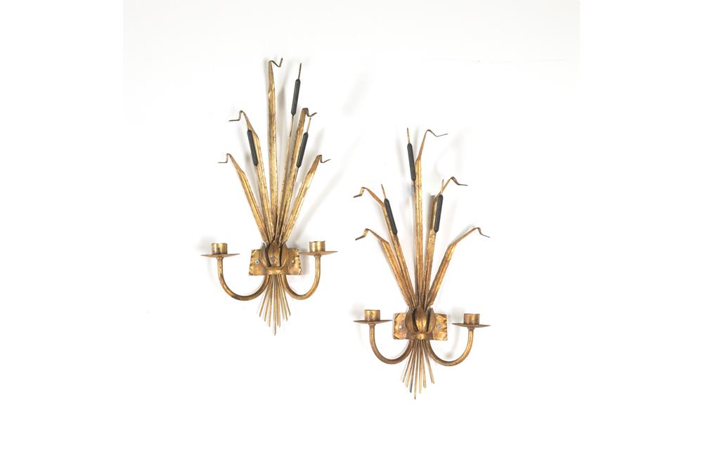 PAIR OF VINTAGE BULRUSH WALL LIGHTS