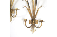 PAIR OF VINTAGE BULRUSH WALL LIGHTS