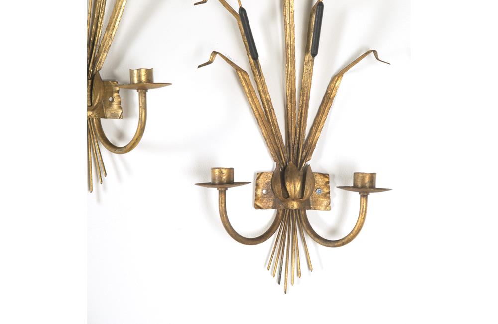 PAIR OF VINTAGE BULRUSH WALL LIGHTS