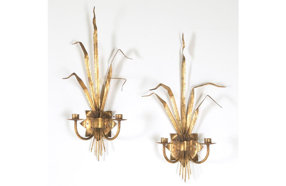 PAIR OF VINTAGE REED WALL LIGHTS