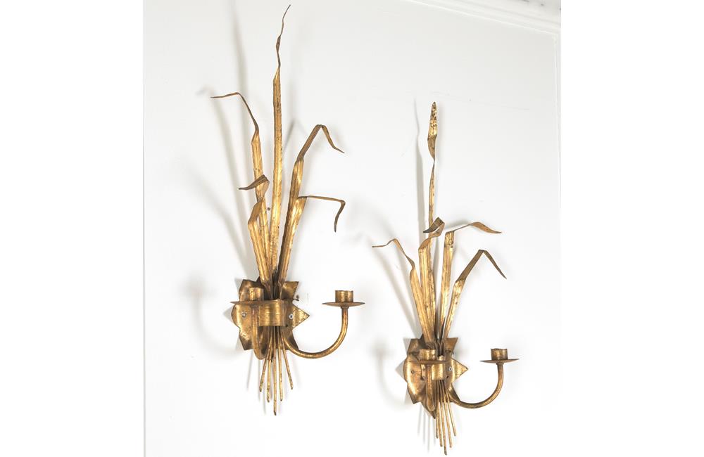 PAIR OF VINTAGE REED WALL LIGHTS