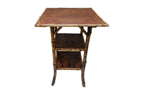 BAMBOO & LEATHER OCCASIONAL  TABLE