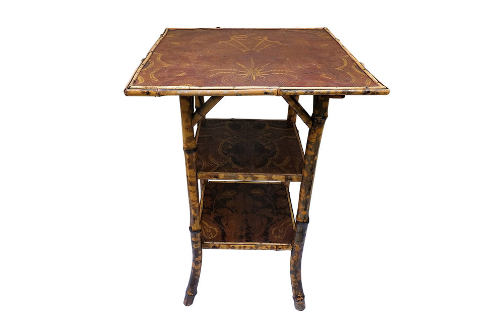 BAMBOO & LEATHER OCCASIONAL  TABLE