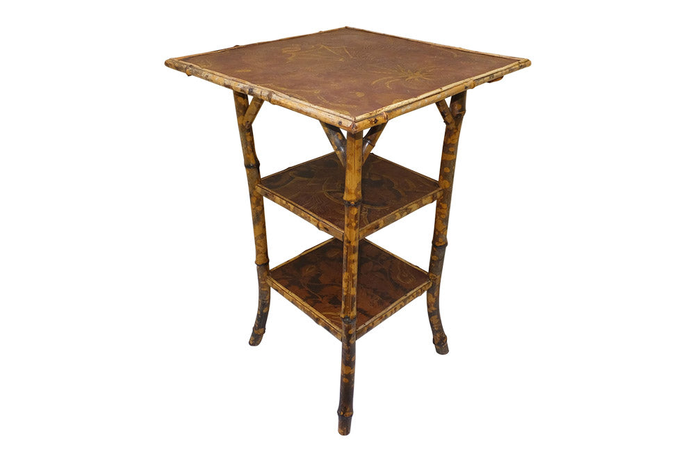 BAMBOO & LEATHER OCCASIONAL  TABLE