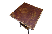 BAMBOO & LEATHER OCCASIONAL  TABLE