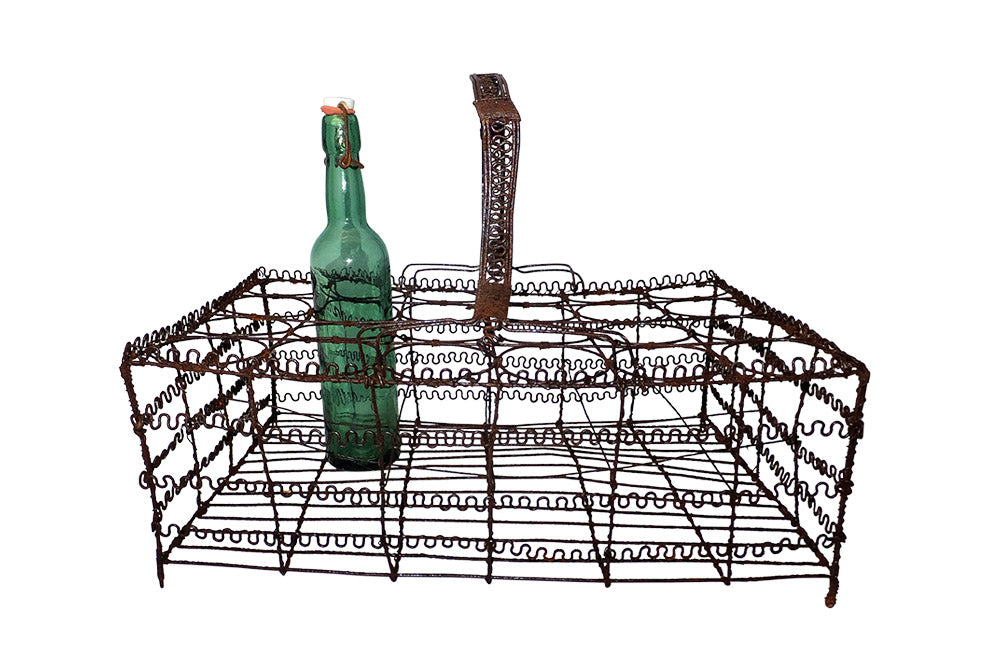 RARE FRENCH WIREWORK BOTTLE HOLDER
