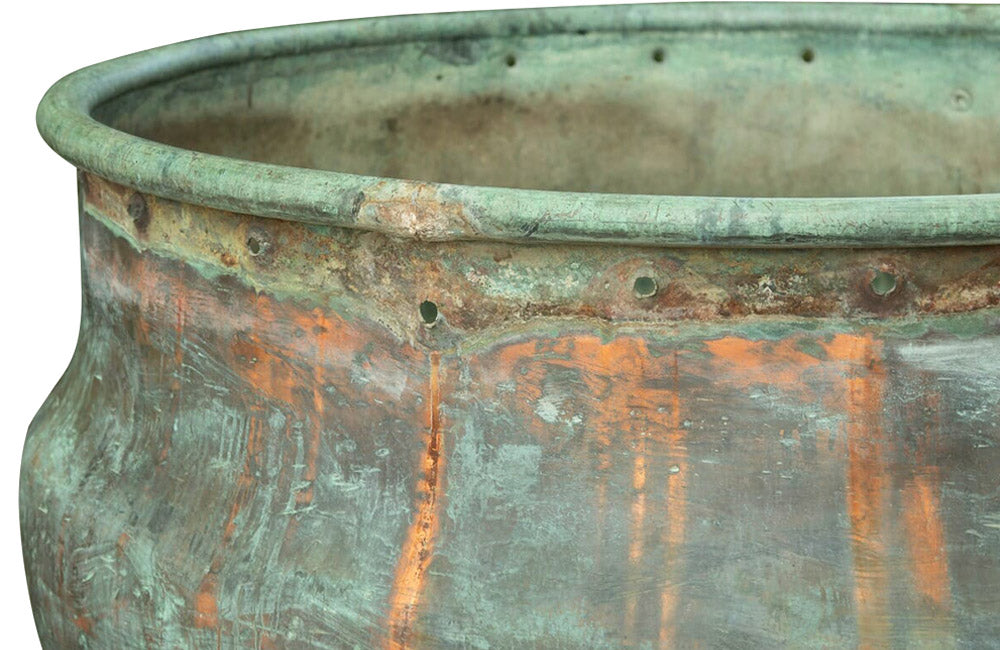 VERY LARGE COPPER CHEESE VAT ON STAND