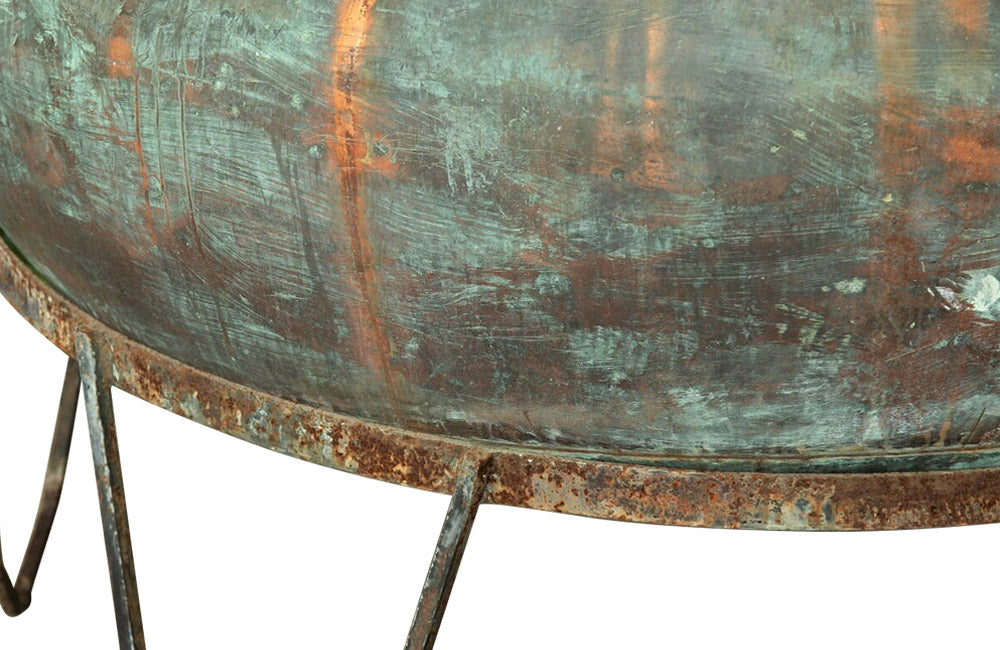 VERY LARGE COPPER CHEESE VAT ON STAND