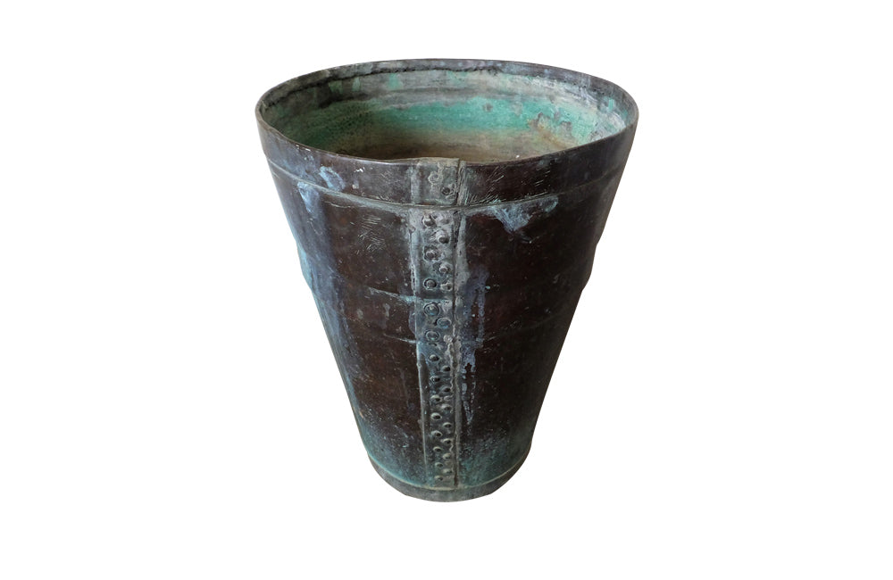 ANTIQUE RIVETED COPPER VASQUE