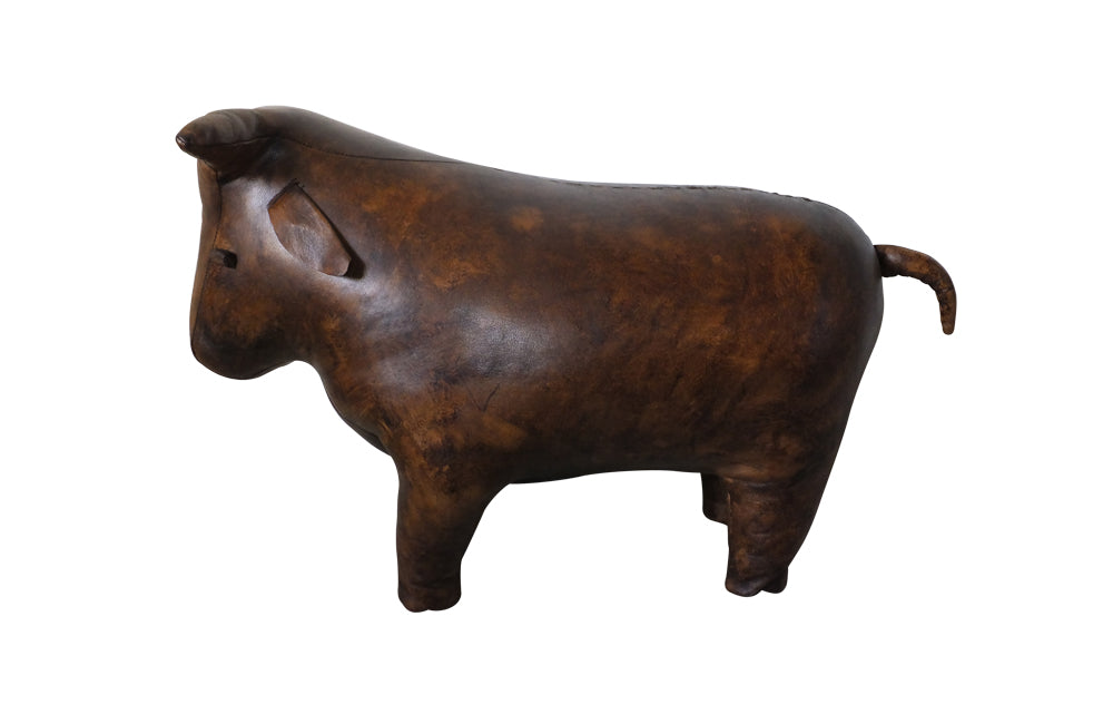 LEATHER BULL FOOTSTOOL