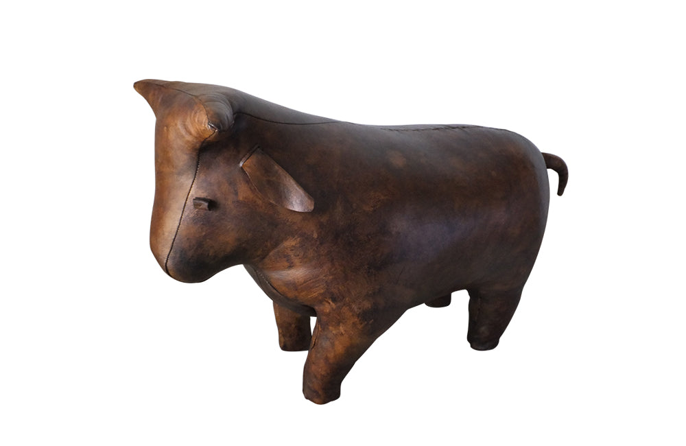 LEATHER BULL FOOTSTOOL