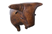 LEATHER BULL FOOTSTOOL