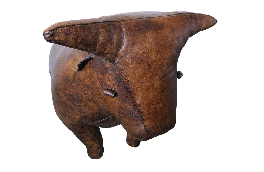 LEATHER BULL FOOTSTOOL