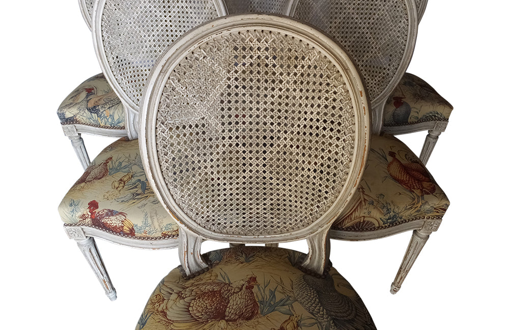 SET OF SIX LOUIS XVI REVIVAL DINING CHAIRS