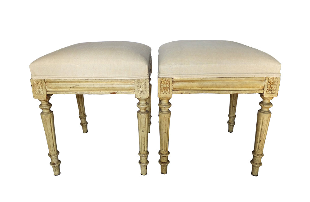 PAIR OF LOUIS XVI REVIVAL STOOLS