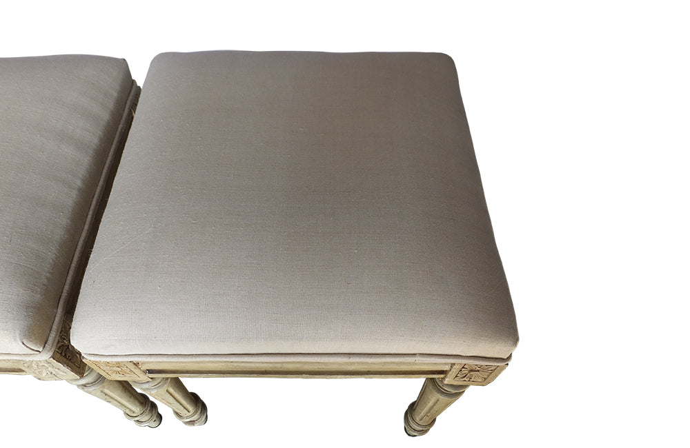 PAIR OF LOUIS XVI REVIVAL STOOLS
