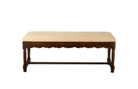 LARGE OAK UPHOLSTERED BENCH