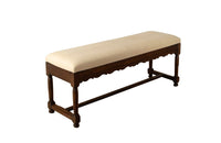 LARGE OAK UPHOLSTERED BENCH