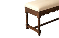 LARGE OAK UPHOLSTERED BENCH