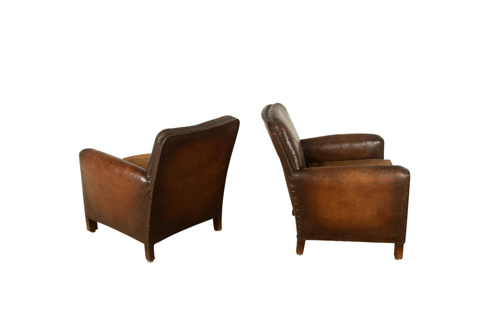 PAIR OF 1950'S LEATHER CLUB CHAIRS