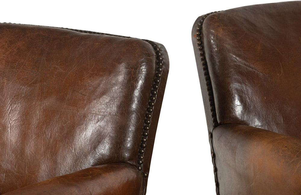 PAIR OF 1950'S LEATHER CLUB CHAIRS