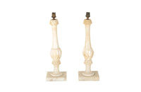 PAIR OF ALABASTER TABLE LAMPS