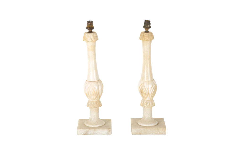 PAIR OF ALABASTER TABLE LAMPS