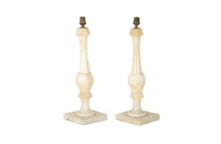 PAIR OF ALABASTER TABLE LAMPS