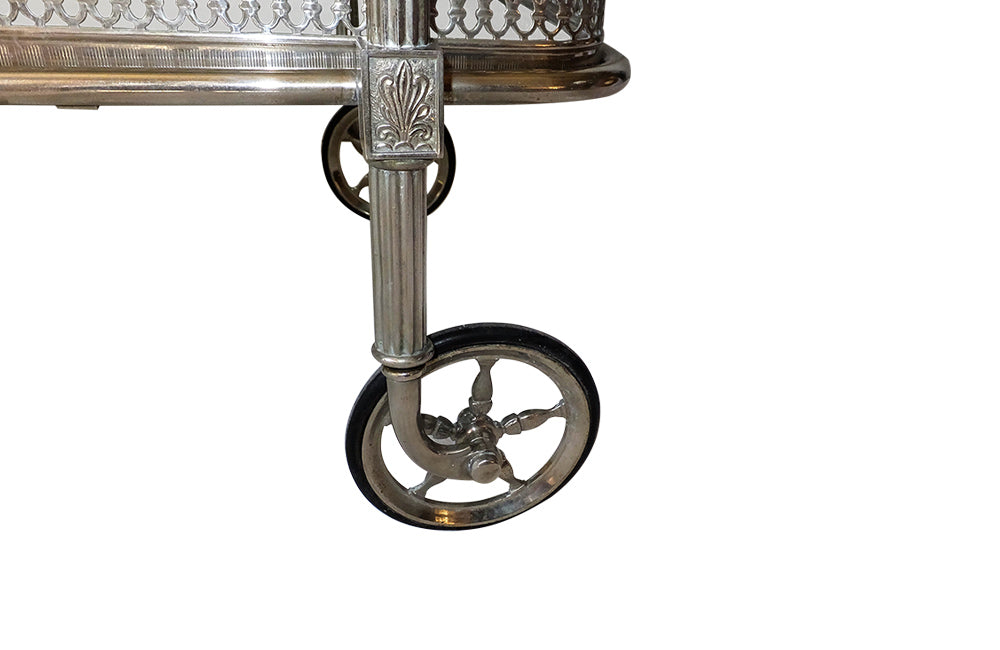 STYLISH NICKEL PLATE COCKTAIL TROLLEY