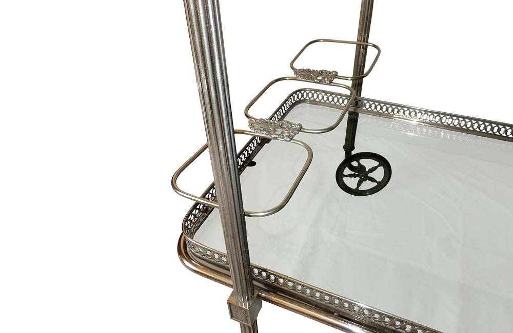 STYLISH NICKEL PLATE COCKTAIL TROLLEY