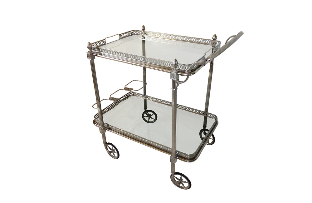 STYLISH NICKEL PLATE COCKTAIL TROLLEY