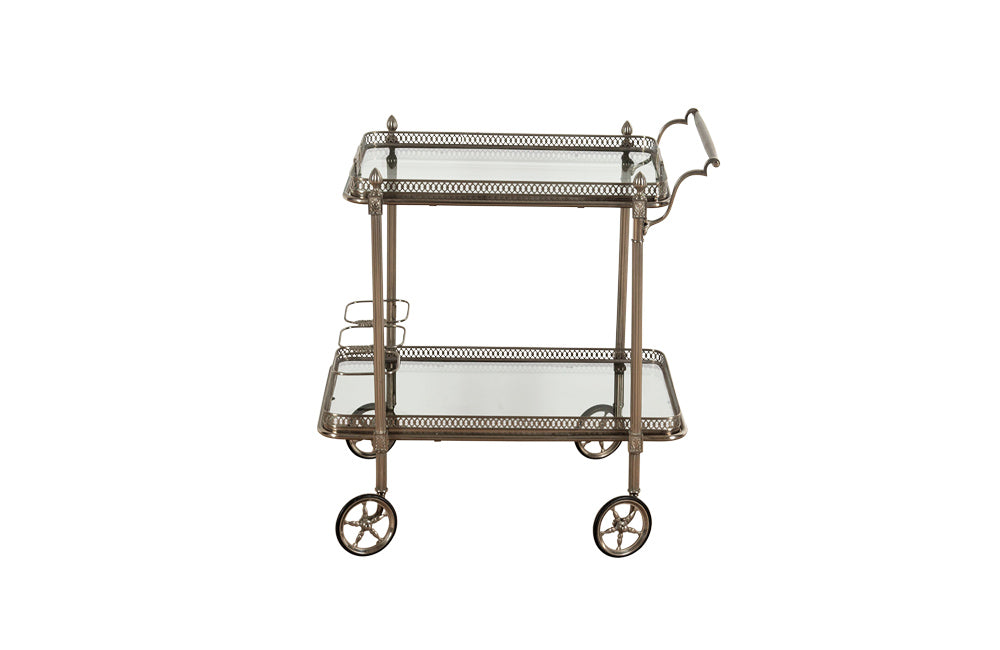 STYLISH NICKEL PLATE COCKTAIL TROLLEY