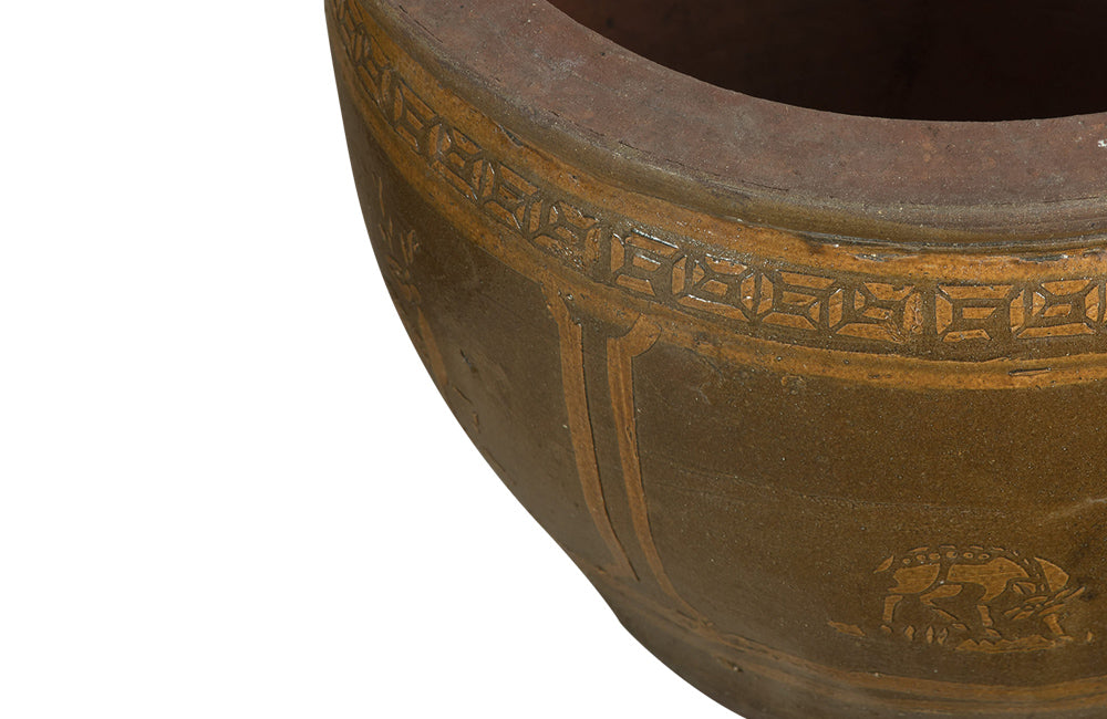 PAIR OF GLAZED POTTERY CHINESE PLANTERS