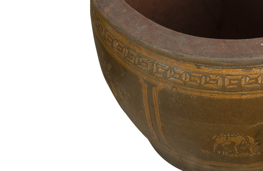 PAIR OF GLAZED POTTERY CHINESE PLANTERS