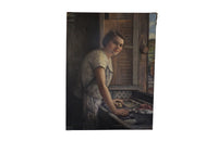 'WASHING DAY'  SIGNED OIL ON CANVAS