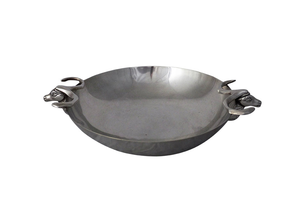 DECORATIVE SILVER PLATE ANTELOPE DISH