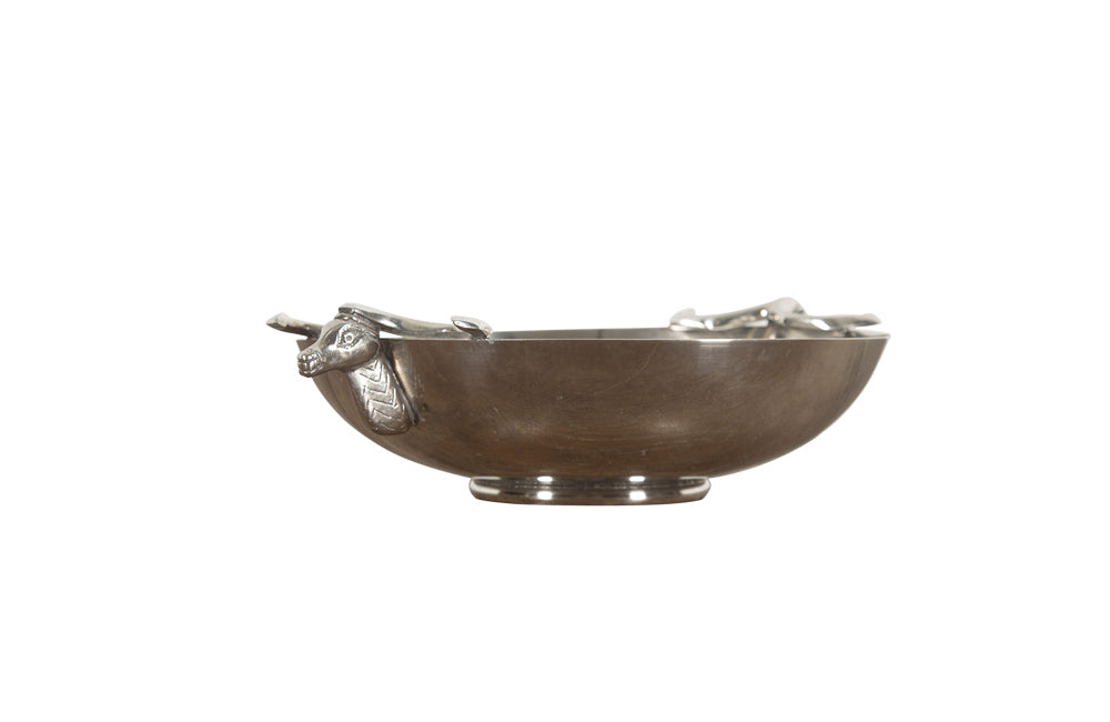 DECORATIVE SILVER PLATE ANTELOPE DISH