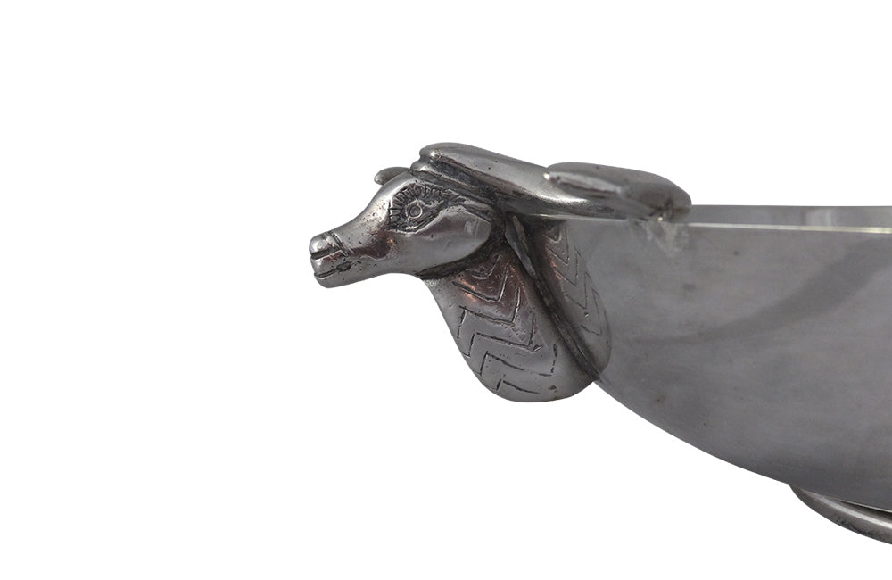 DECORATIVE SILVER PLATE ANTELOPE DISH