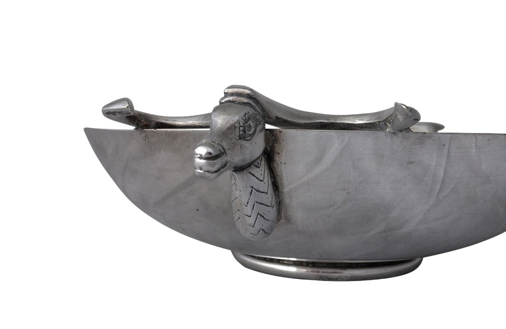 DECORATIVE SILVER PLATE ANTELOPE DISH