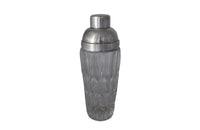 CUT GLASS & SILVER PLATE COCKTAIL SHAKER