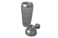 CUT GLASS & SILVER PLATE COCKTAIL SHAKER