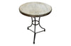 Antique French bistro gueridon table with circular metal-bound marble top - Antique Side Table