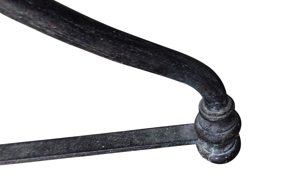 Antique French bistro gueridon table with circular metal-bound marble top - Antique Side Table