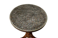 Antique French iron based Gueridon with Granito top - Antique Side Table