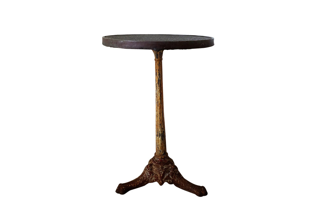 Antique French iron based Gueridon with Granito top - Antique Side Table