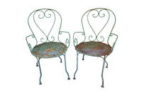 PAIR OR FRENCH IRON GARDEN CHAIRS