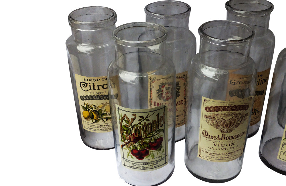 SET OF SEVEN LARGE FRENCH GLASS STORAGE JARS